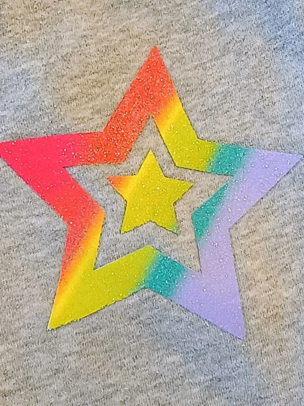 Children's Place Girls Size 14 XL Heather Gray Rainbow Glitter Star Sweatpant
